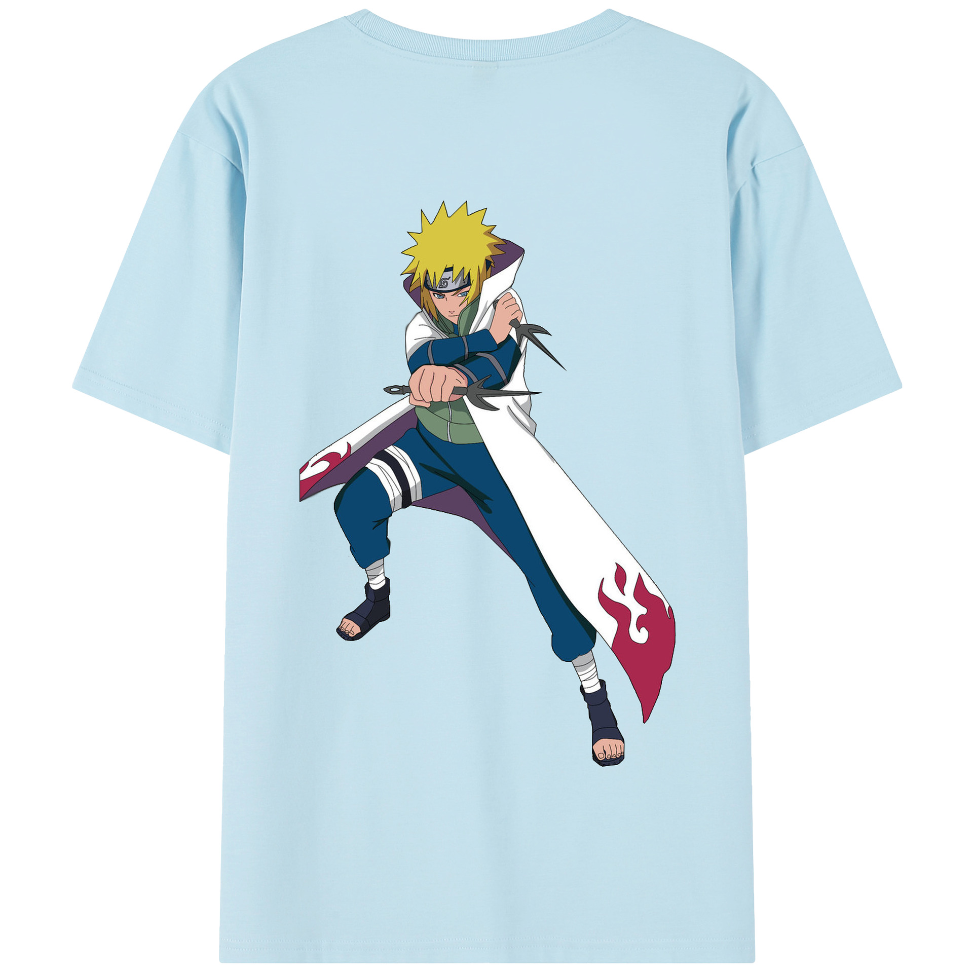 （画像用） NARUTO -ナルト- 波風 ミナト Namikaze Minato 綿100％半袖Tシャツ（背面プリント）